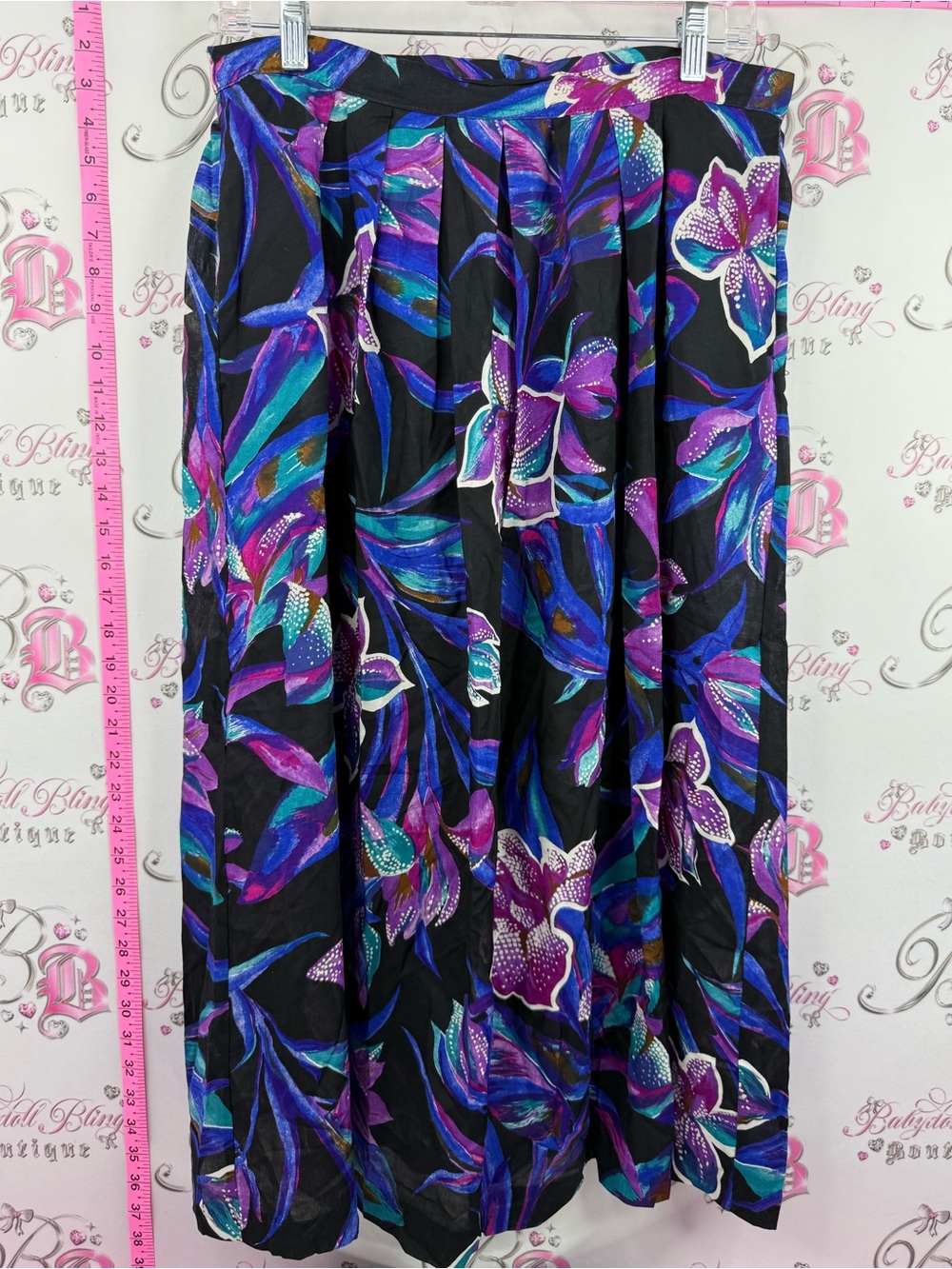 BARAT FASHIONS skirt vintage floral flowers with Purple & Blue Floral Print